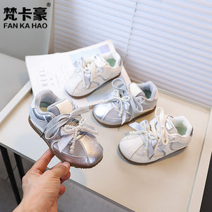 Vancahao girls' mesh german army trainers - autumn new collection - breathable kids' sneakers - big kids' white shoes