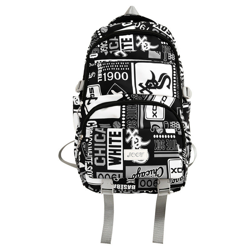 New large-capacity Korean version of middle school students, junior high school backpacks, men's fashion trend graffiti schoolbags, women's strong backpacks