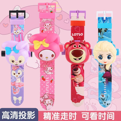 Sanrio kids' projector watch - new 2024 toy for toddlers & girls - cute princess shara light-up early education cartoon watch