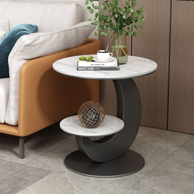 Accessible luxury side living room sofa side table balcony round table double layer classy simple creative small table bedside for home coffee table