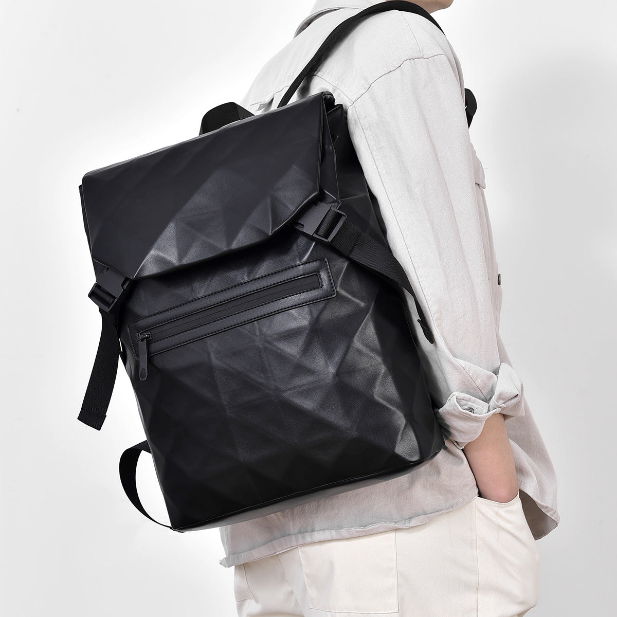 New rhombus men's casual backpack business commute large capacity travel fashion computer bag student schoolbag