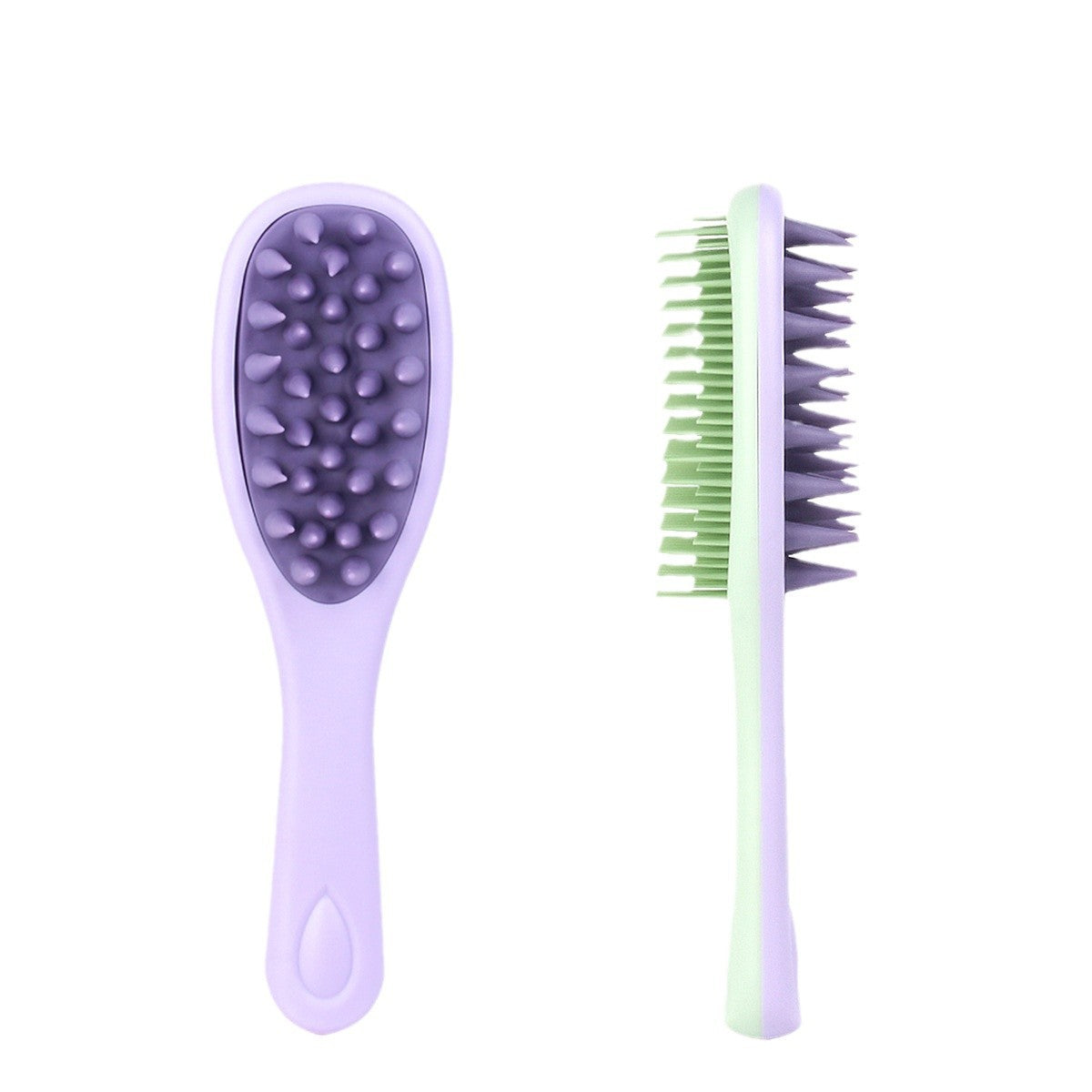 Cross-border long handle double tooth shampoo brush silicone handle shampoo comb rubbing bath massage shampoo comb scalp cleaning