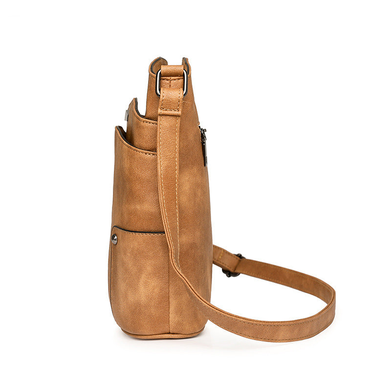 Cross-border retro multi-layer PU bag women's 2025 new simple and advanced messenger bag women's shoulder bag wholesale