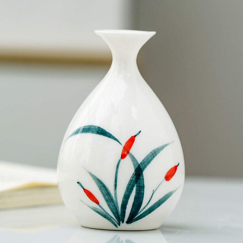 陶瓷手绘小摆件个性时尚小花瓶家居茶道装饰品水培干花花插小花器