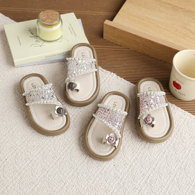 Vancahao kids' fashion beaded sandals & slippers - summer new collection - girls' open-toe flip-flops for outdoor wear