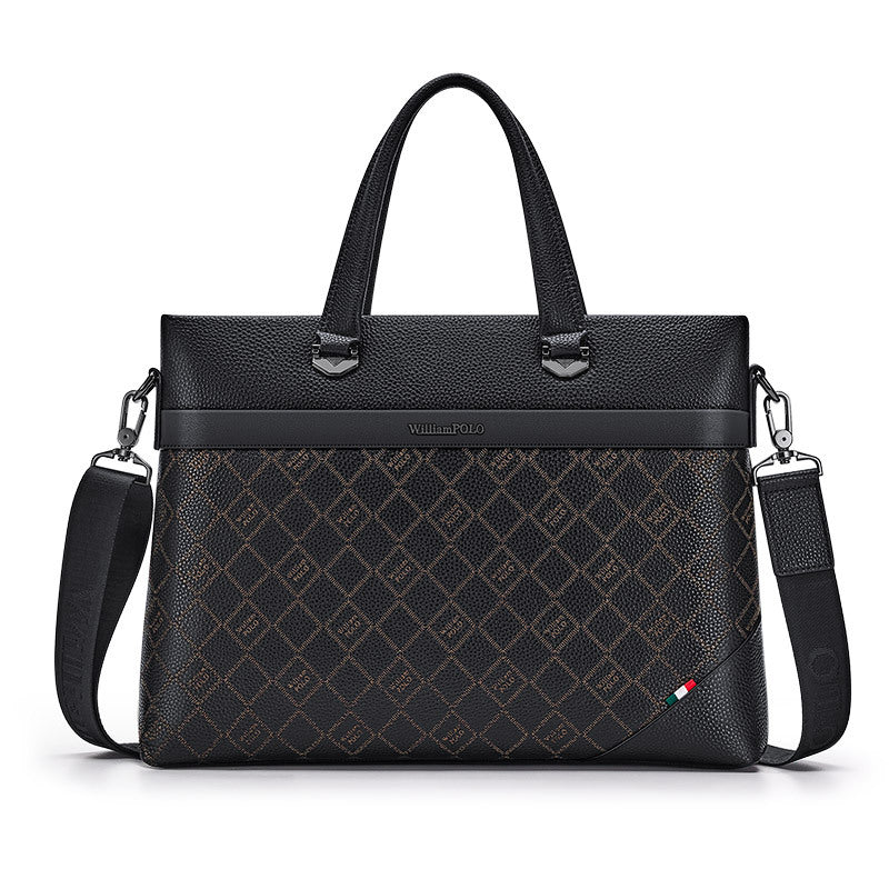 Emperor Paul briefcase men's leather men's bag shoulder messenger bag new large-capacity business handbag