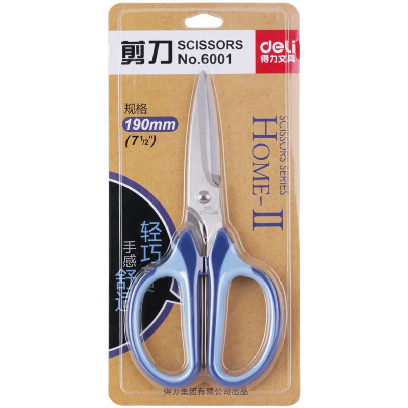 Deli 6001 scissors, office life household stainless steel paper cutters, rubber handles, art scissors, paper cutters