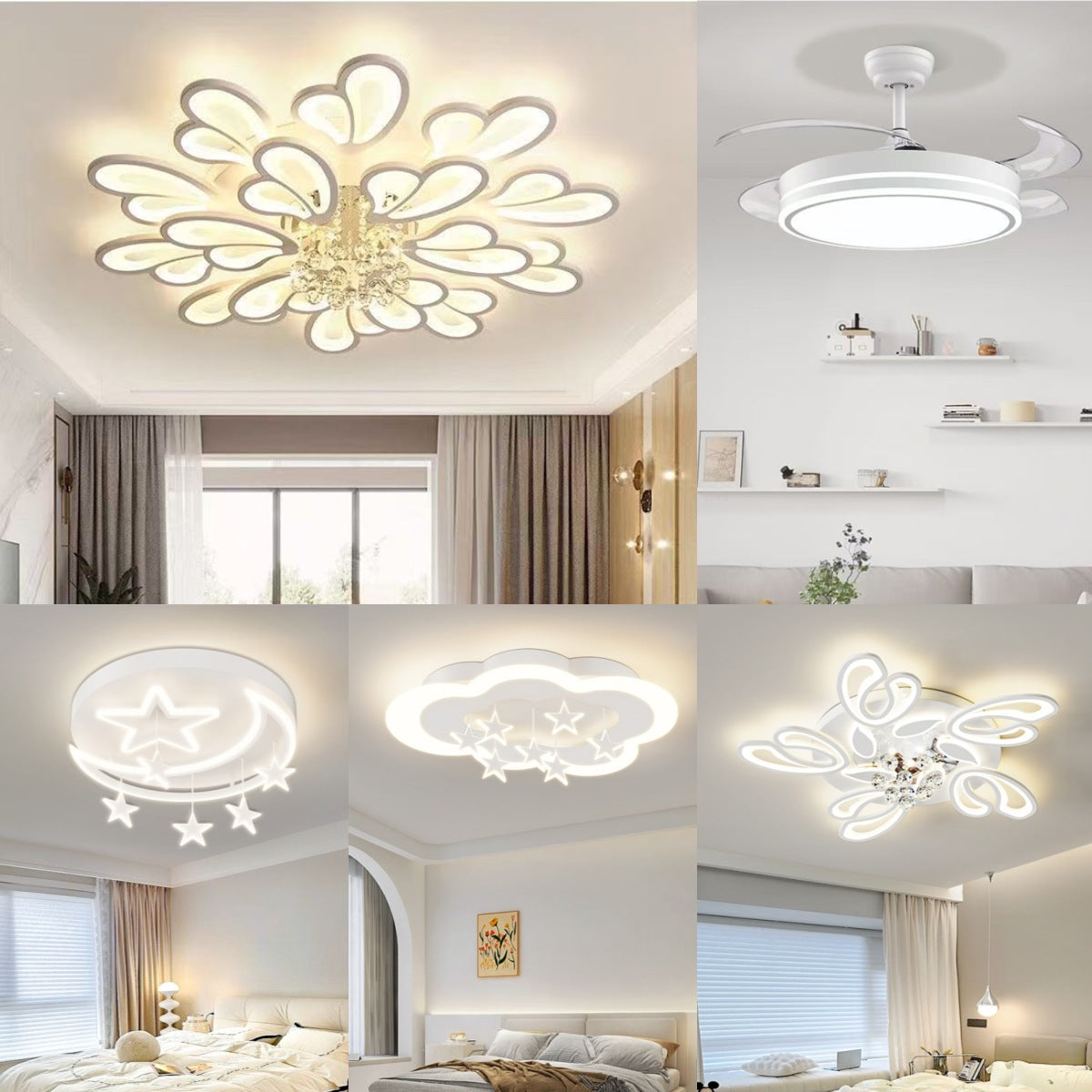 Zhongshan Lighting Restaurant Eye Protection Package Combination Simple Modern Living Room Main Light Bedroom Crystal Suction LED Ceiling Light