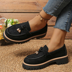 autumn new arrivals: women's korean style round-toe loafers - flat, low heel, slip-on, fashionable export metal detail