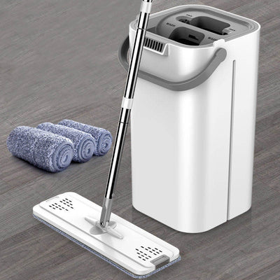 Popular lazy mop mopping handy gadgetfor homerotate dry and wet separation hands-free flat mop bucket one mop net set