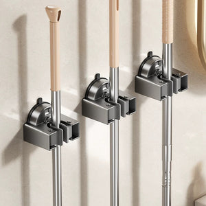 Suction cup mop clip hook wall-mounted punch-free for home storage rack bathroom bathroom storage wall-mounted broom rack