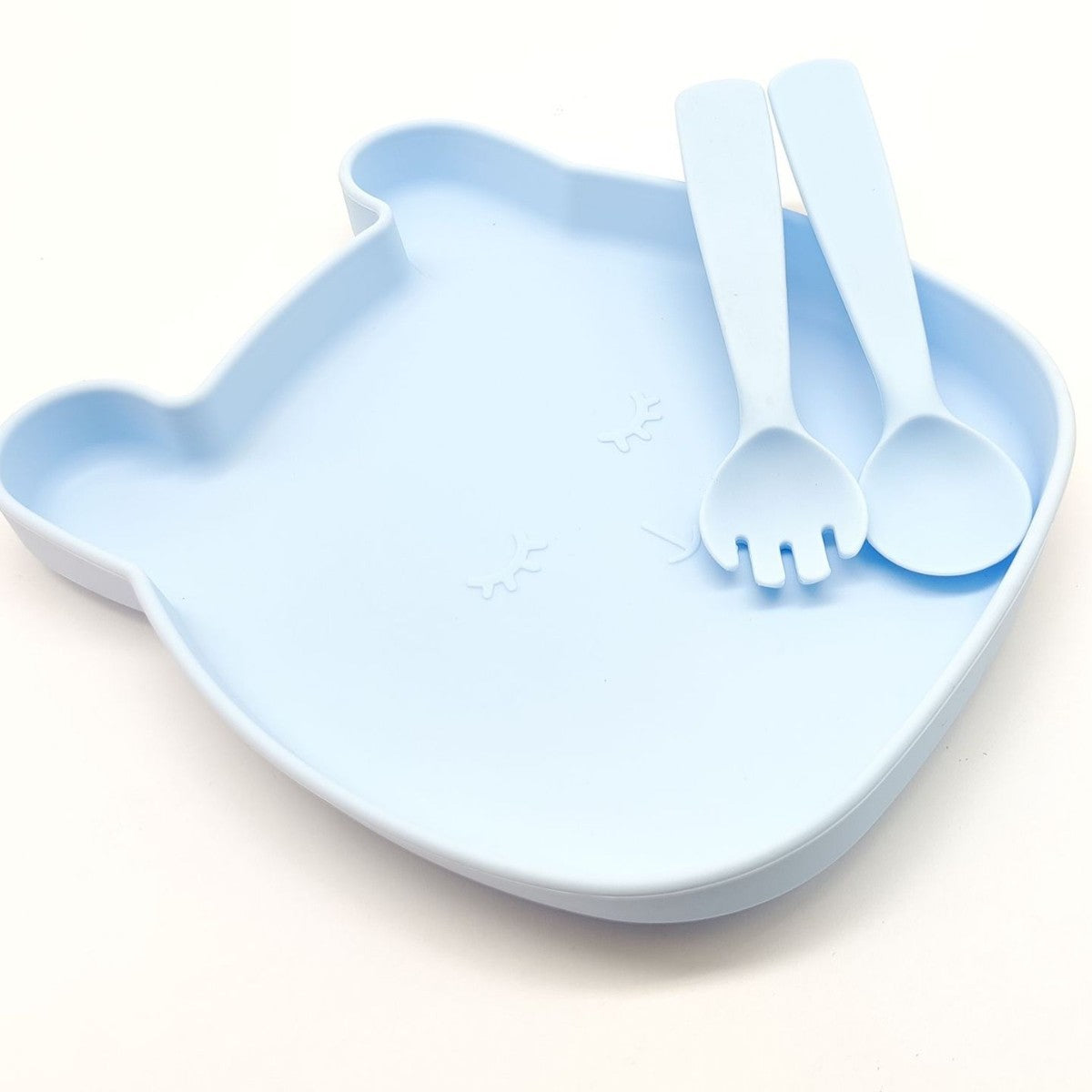 Cross-border food-grade silicone dinner plate, cartoon rabbit shape non-slip and anti-dirty, dinner plate fork and spoon set feeding tableware