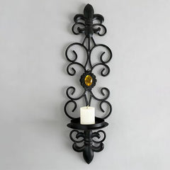 European retro minimalist wavy iron candle holder with electronic candles for a romantic ambiance in living room or dining table