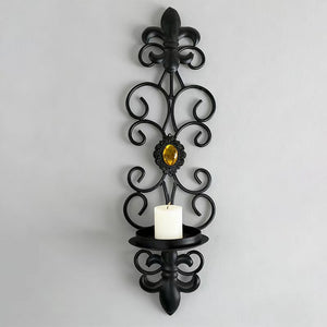 European retro minimalist wavy iron candle holder with electronic candles for a romantic ambiance in living room or dining table