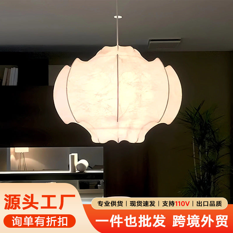 Xiaohongshu designer master bedroom silk chandelier French retro wabi sabi living room cream wind room dining room lighting