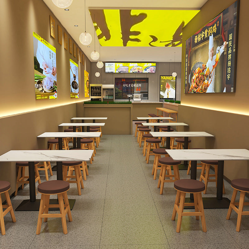 Commercial slate dining table simple outdoor table bar milk tea fast food restaurant canteen rectangular table apartment negotiation table and chair