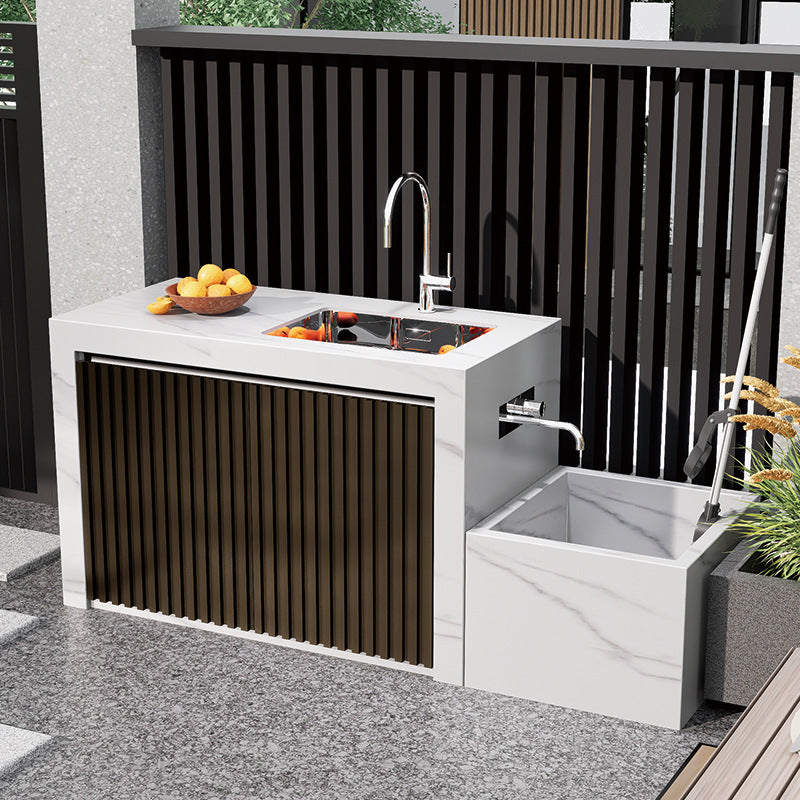 Outdoor courtyard console, rock slab island, integrated basin, advanced locker, garden aluminum alloy washstand, custom cabinet