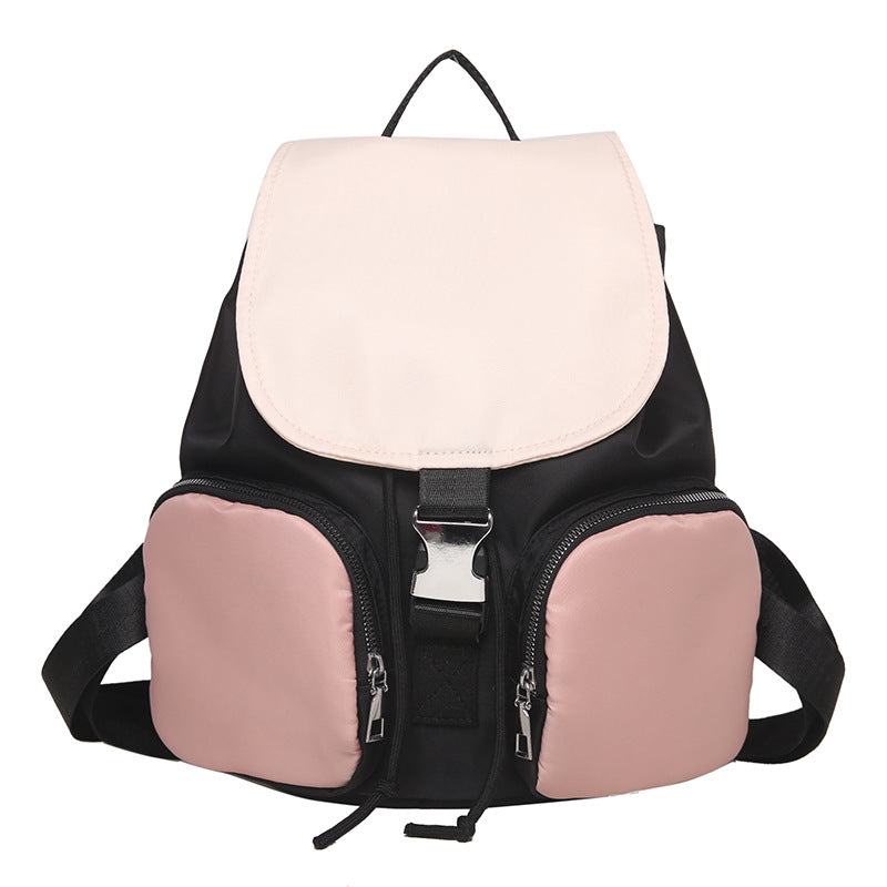 Niche simple casual backpack women's 2024 summer new fashion contrasting backpack college student leisure travel bag