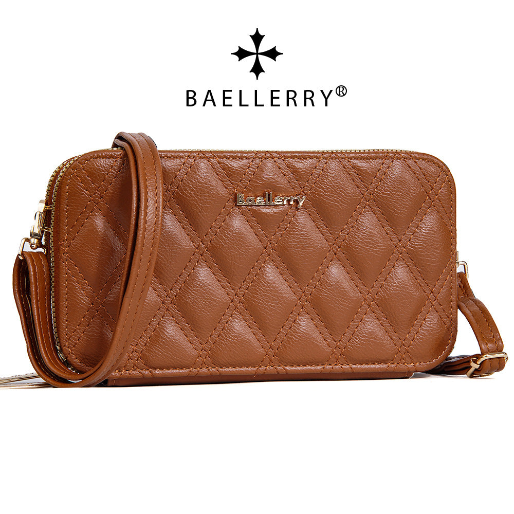 Baellerry's new women's mobile phone bag, European and American fashion plaid large-capacity zipper, single shoulder small crossbody explosion