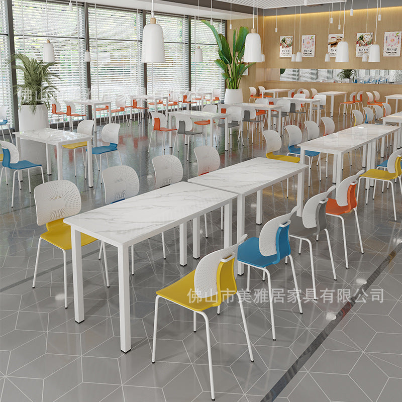 Company staff restaurant School canteen Custody class Table and chair combination 4 people 6 people Staff dining table and chair Rock slab table Commercial