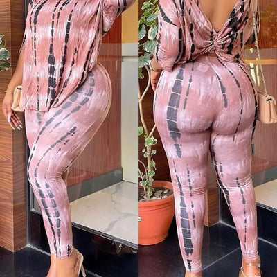 european and american spring women's high-waisted, butt-lifting, seamless, high-stretch, elegant, fashionable, printed casual yoga pants + top set 2