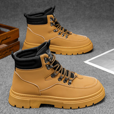 Men's martin boots: new 2025 spring collection - workwear high-top motorcycle boots, british style, waterproof, slip-resistant, soft leather men's shoes
