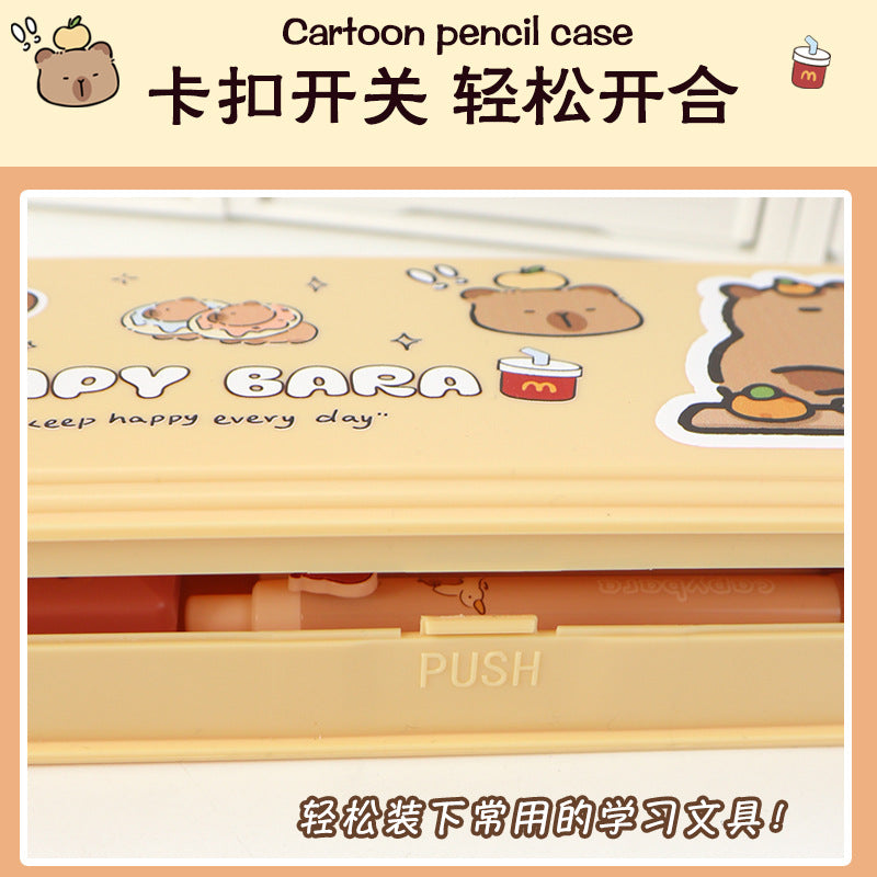 New Kapibara pencil case for primary school students, large-capacity stationery case, pencil case ins wind niche giant energy pack, high value