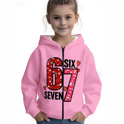 Kids' hoodie jacket, cross-border hot seller: cute cartoon print fashion zip-up hoodie for girls, dropshipping available