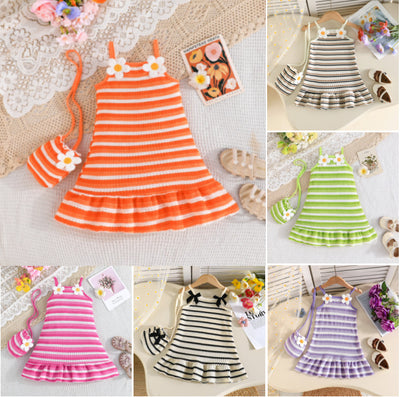 baby & toddler fresh style sundress - striped knit fabric with ruffle hem dress