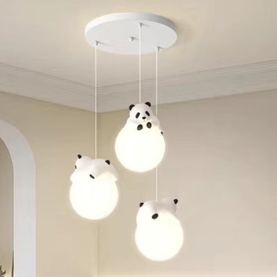 Modern minimalist panda cream style pendant light - three-light luxury dining table, dining room, bedroom cute ambiance pumpkin small pendant lamp