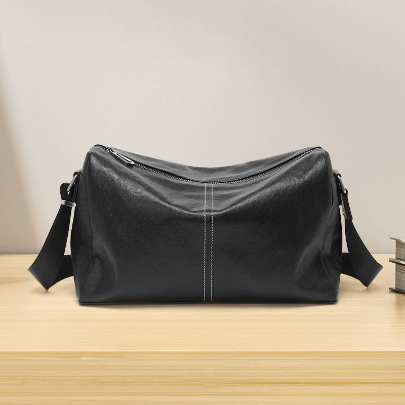 Men's shoulder bag, sports bag, leather messenger bag, new diagonal span bag, soft leather cowhide backpack, casual horizontal men's bag