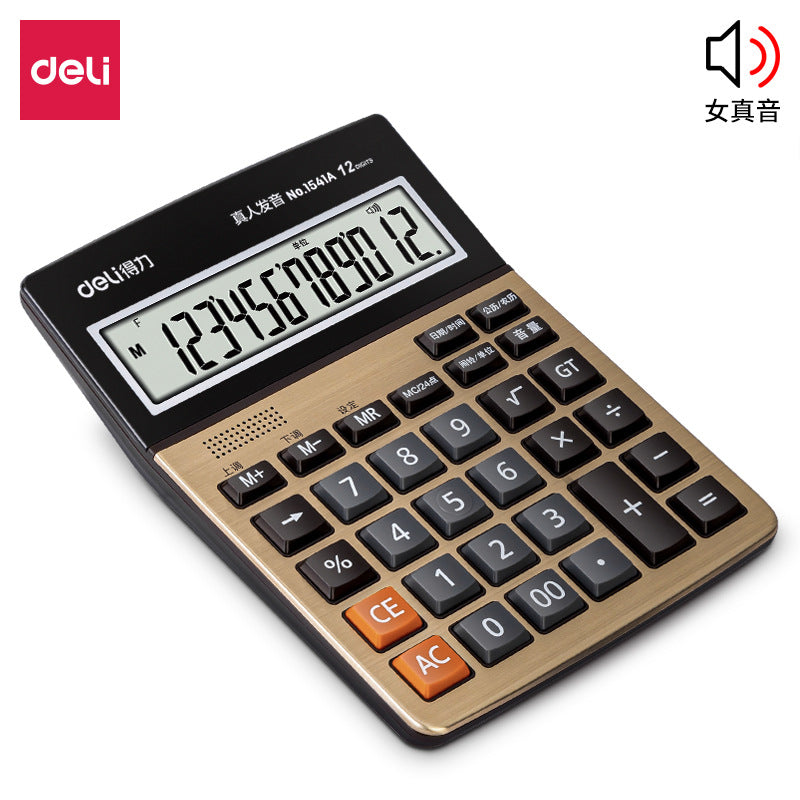 Deli 1541A voice calculator large button computer large screen financial office supplies calculator wholesale