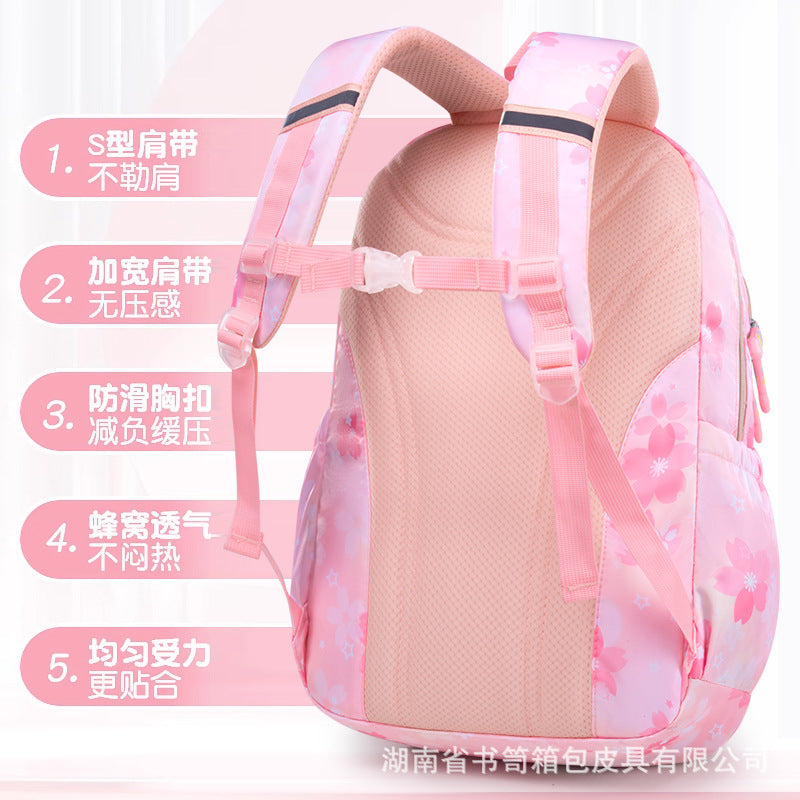 New primary school schoolbag, girls, sixth grade girls, girls, children, ultra-light and lightweight spine care,  wholesale