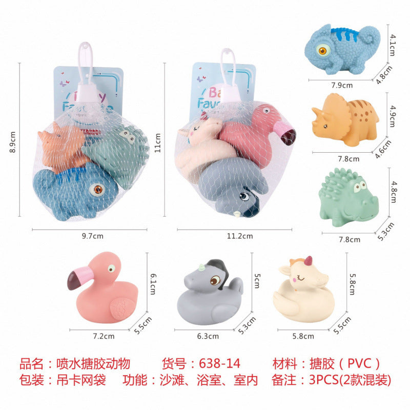 Cross-border export straw glue stacking music water spray marine animal assembly building block children's perception bath bathroom toys