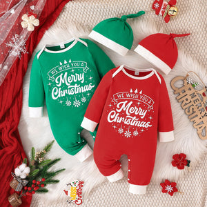european and american hot-selling new boys' christmas romper + hat two-piece set - direct from cross-border manufacturer