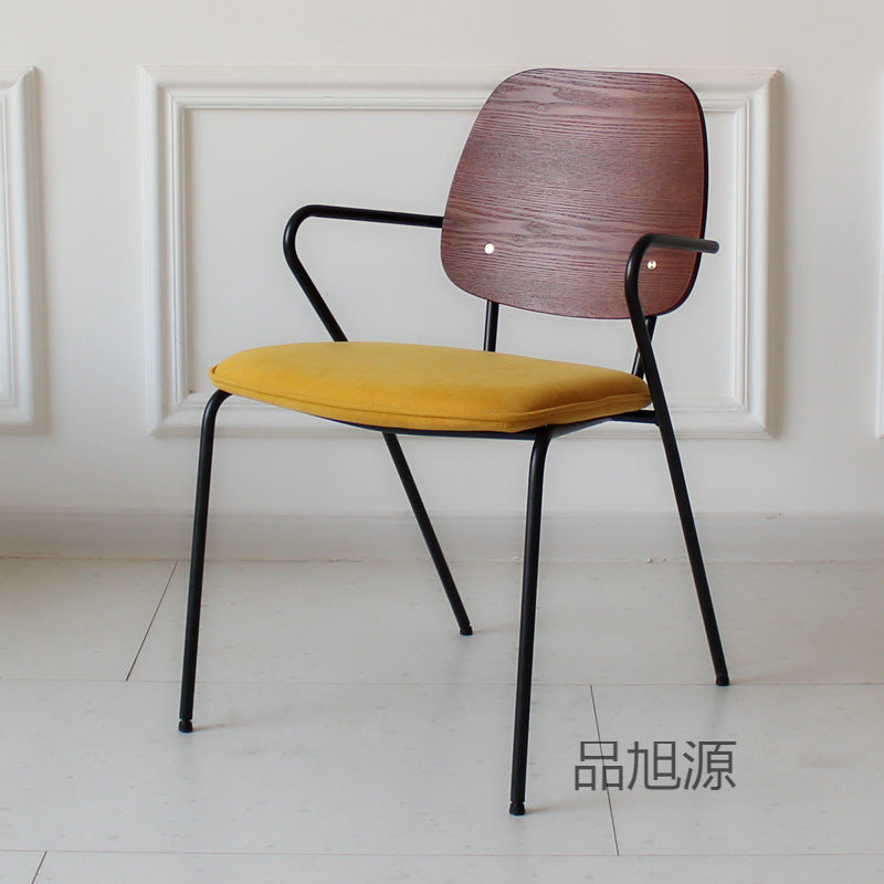 American loft restaurant retro leather dining chair cafe industrial style wrought iron chair designer casual back chair