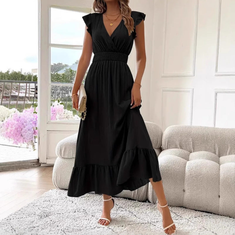 Spot 2025 European and American   new women's clothing long summer short-sleeved dress independent station