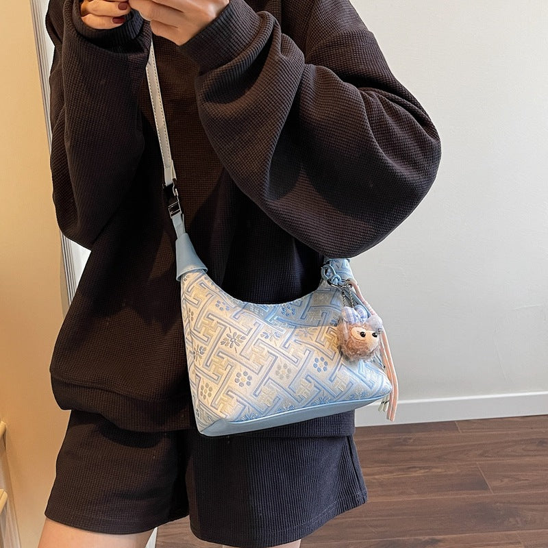 Foreign trade new Chinese portable small bag women's 2025 new Guofeng one-shoulder dumpling bag high-end versatile messenger bag