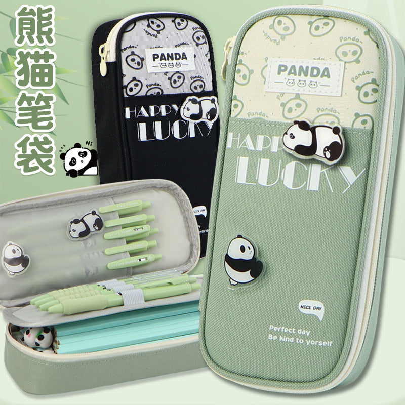 Pencil bag ins wind niche large capacity high value cute pencil case stationery box student canvas  stationery bag