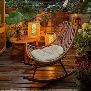 Rocking chair for home adult balcony garden rattan casual lounge chair living room lazy old man outdoor courtyard rattan chair