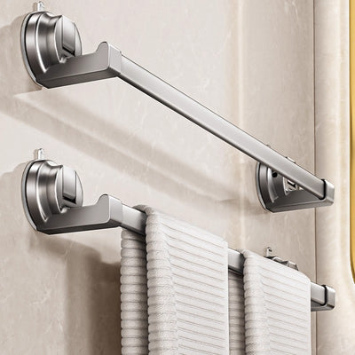 Suction cup strong space aluminum towel rack gun gray bathroom punch-free traceless hanging bath towel slipper storage rack