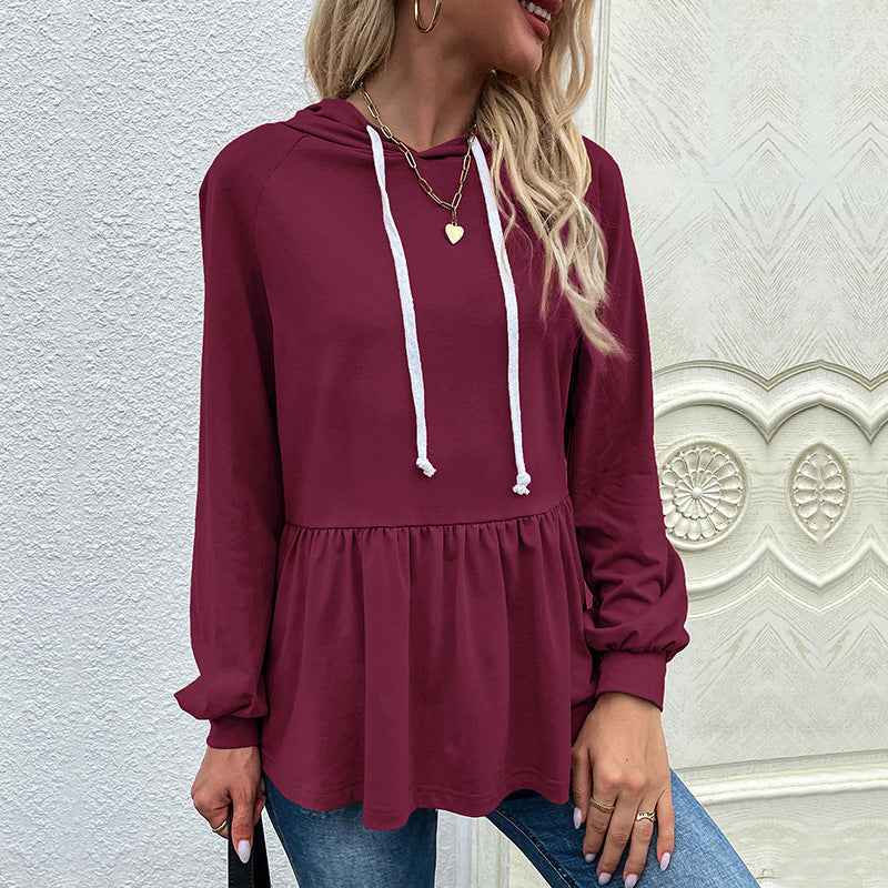 Spring and Autumn Export Cross-border  Independent Station Multi-color Valentine's Day Women's Clothing Design Sense Pullover Hooded Solid Color Sweater