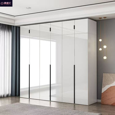 Solid wood glossy light luxury wardrobe for home bedroom, modern light luxury large wardrobe, high-gloss finish wardrobe, eco-friendly board wardrobe