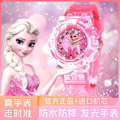 Elsa princess kids watch - girls' luminous electronic watch, cartoon toy, preschool 3-6 years old, waterproof night light