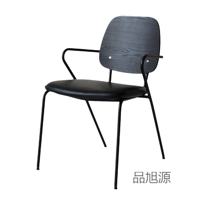 American loft restaurant retro leather dining chair cafe industrial style wrought iron chair designer casual back chair