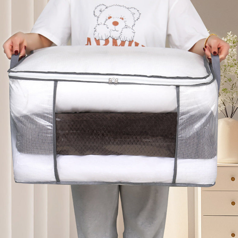 PVC mesh quilt storage bag, finishing bag, dustproof and moisture-proof waterproof clothing bag, large-capacity quilt bag, moving bag.