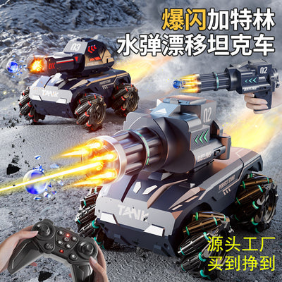 Wholesale cross-border remote control toy cars: stunt electric spray water bomb launcher tank with lights and music for kids