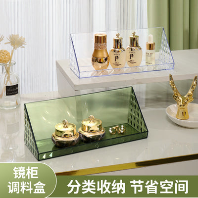 Transparent mirror cabinet organizer - no drilling required, wall-mounted storage rack for bathroom vanity, lipstick & makeup organizer