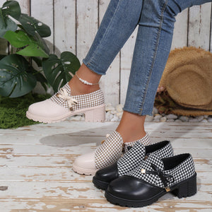 Exportplus sizeflats women's spring new arrival thick heel women's shoes high heels k-stylefashioncasual small leather shoes