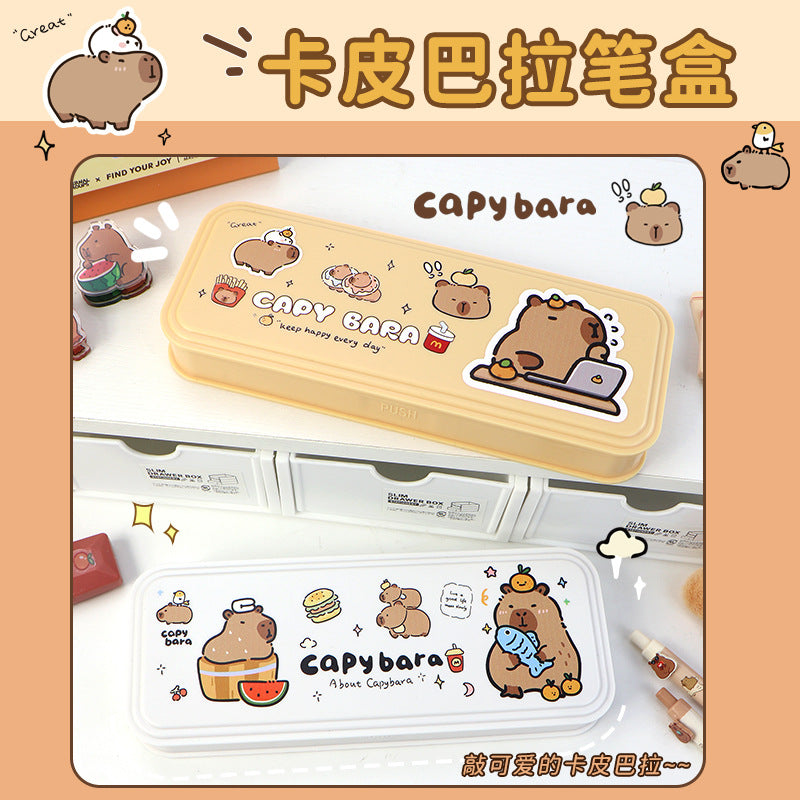 New Kapibara pencil case for primary school students, large-capacity stationery case, pencil case ins wind niche giant energy pack, high value